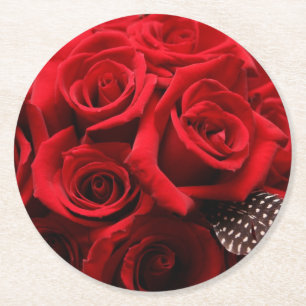Dessous De Verre Rond Belles Roses Rouges