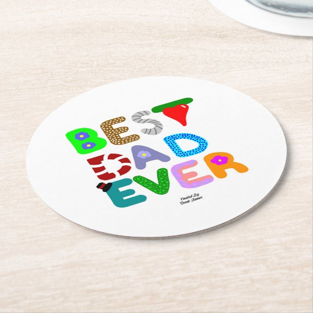 Dessous De Verre Rond Best Dad Ever Round Paper Coaster (Incliné)