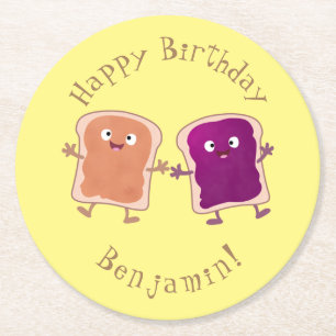 Dessous De Verre Rond Beurre d'arachide mignonne et caricature sandwich 