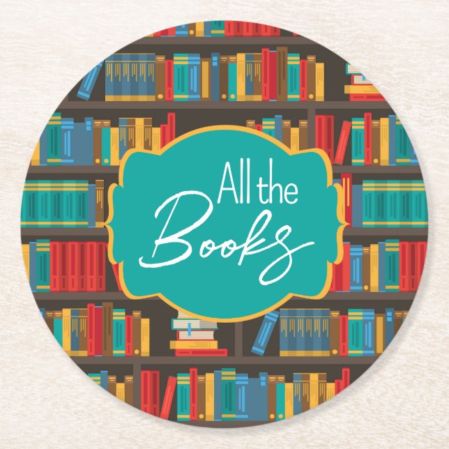 Dessous De Verre Rond Bibliothèque Lecture amour (Devant)