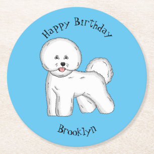 Dessous De Verre Rond Bichon frise dog dessin animé