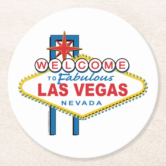 Dessous De Verre Rond Bienvenue à Las Vegas (Devant)