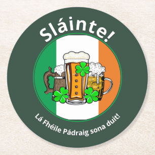 Dessous De Verre Rond Bière drapeau irlandais Jour de la Saint Patrick
