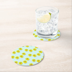 Dessous De Verre Rond Big head chick on blue