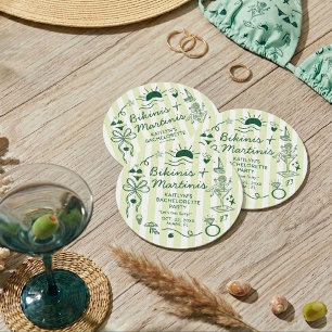 Dessous De Verre Rond Bikinis & Martinis Soirée de Bachelorette sur la P