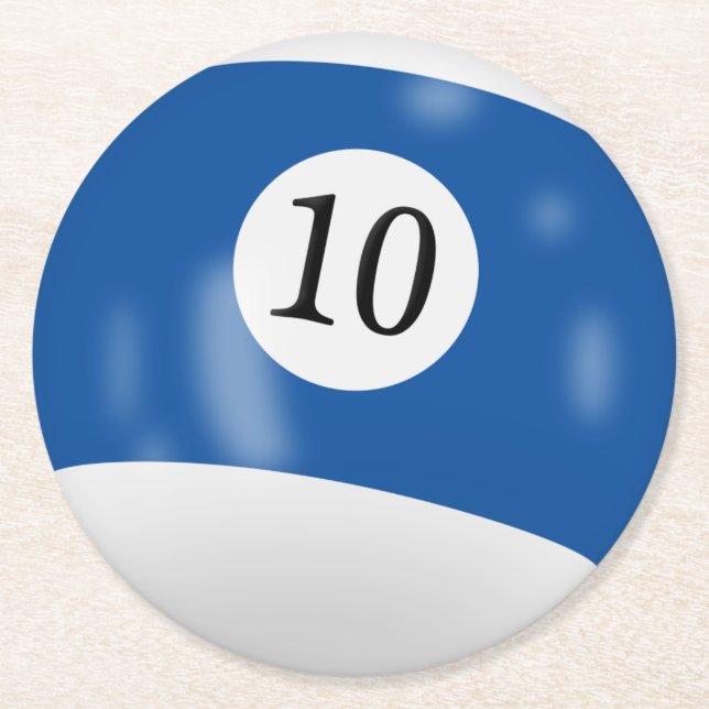 Dessous De Verre Rond Billard 10 boules (Devant)
