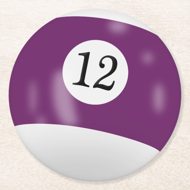 Dessous De Verre Rond Billard 12 boules (Devant)