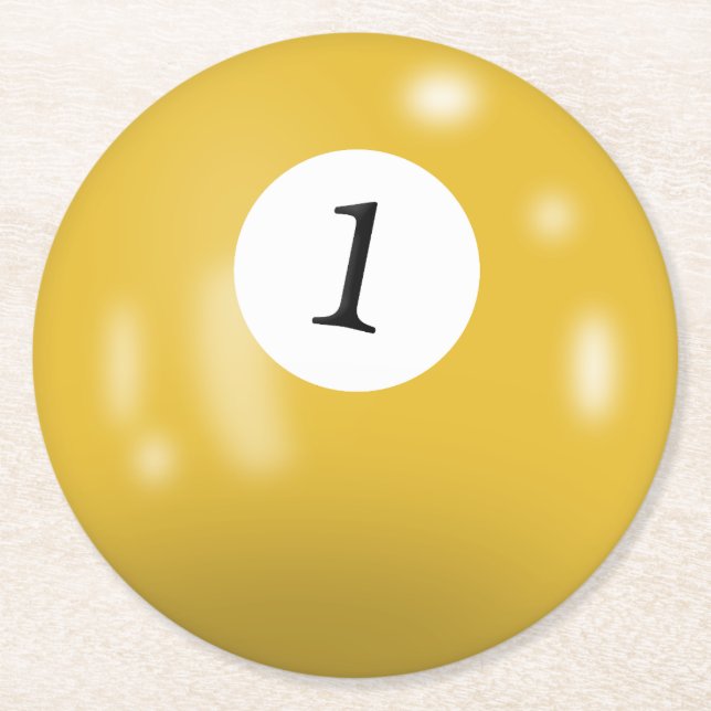 Dessous De Verre Rond Billard numéro 1 boule (Devant)