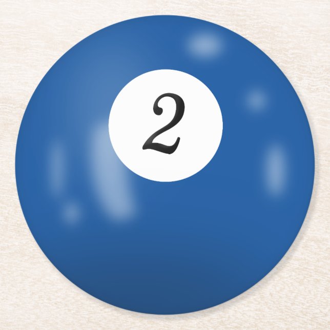 Dessous De Verre Rond Billard numéro 2 balle (Devant)