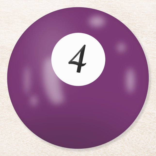 Dessous De Verre Rond Billard numéro 4 balle (Devant)