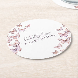 Dessous De Verre Rond Bisous à papillon mou & Voeux bébé Douche