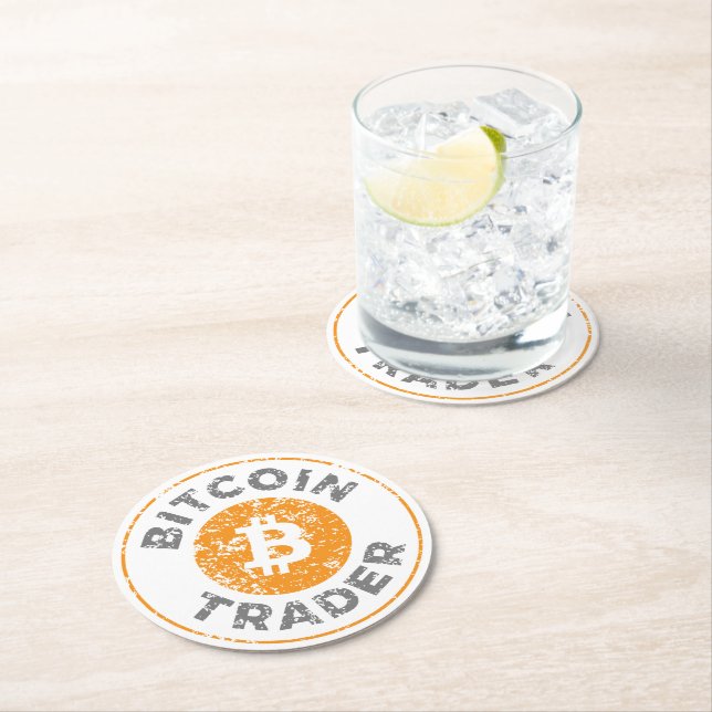 Dessous De Verre Rond Bitcoin Trader Grunge Texte Cercle Plan (En situation)