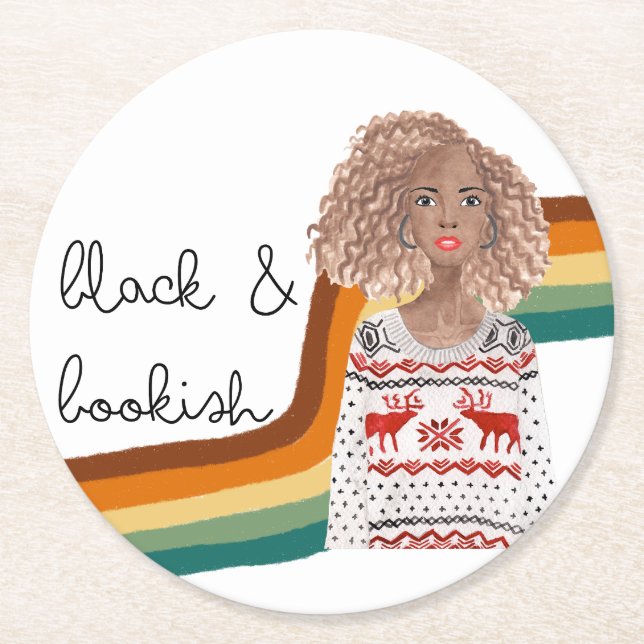 Dessous De Verre Rond Black Book Lover Blonde Curly Coiffure (Devant)