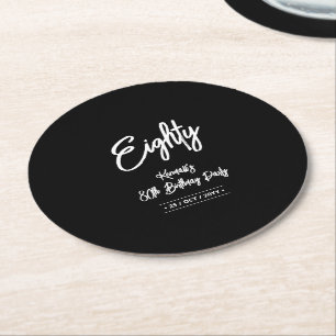 Dessous De Verre Rond Black & White   Chic Quatre-Vingt 80e Anniversaire