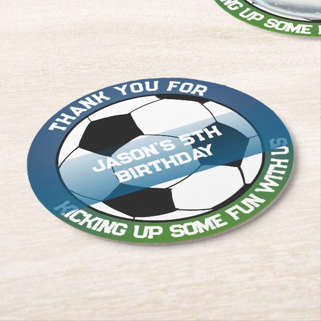 Dessous De Verre Rond Black White Football Football Sports Anniversaire (Incliné)