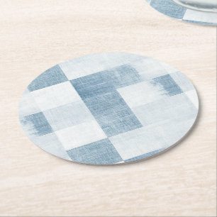 Dessous De Verre Rond Bleu Blanc Denim Jean Stripes Anniversaire