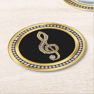 Dessous De Verre Rond Bling Musical Note
