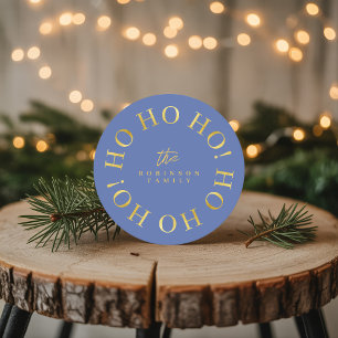 Dessous De Verre Rond Blue Gold Christmas Ho Ho Ho ID1009