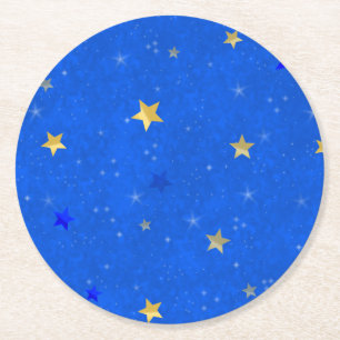 Dessous De Verre Rond Blue Sky Golden Stars