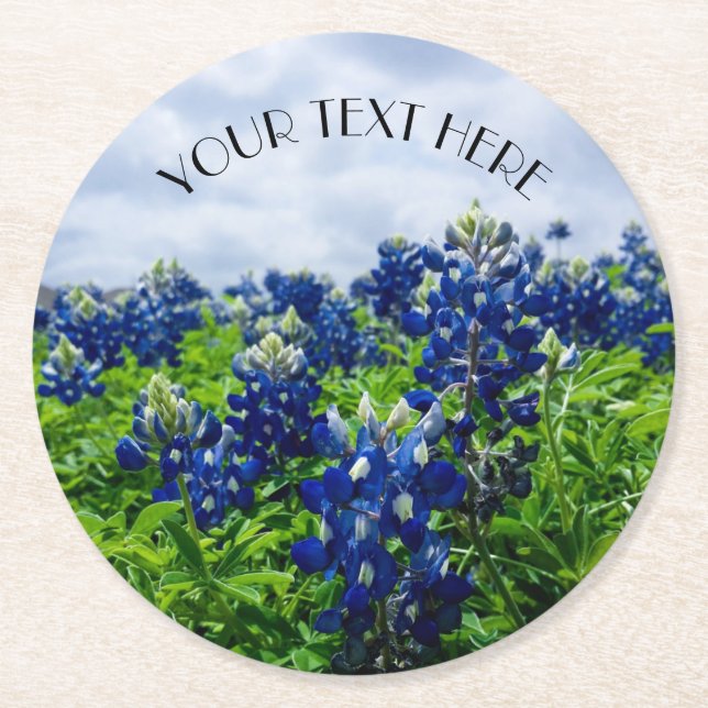 Dessous De Verre Rond Bluebonnets Fleurs Bleues Texas Texan Floral (Devant)