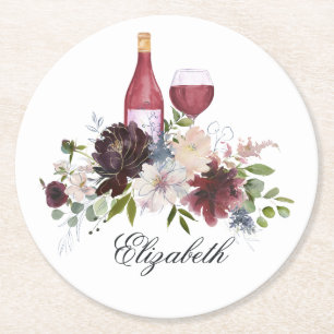Dessous De Verre Rond Blush Bourgogne Bohème Bleu Poussiéreux Vin