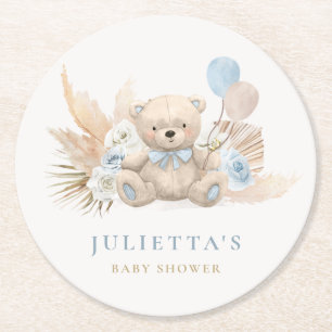Dessous De Verre Rond Boho Boy Teddy Bear Baby shower Décorations de fêt