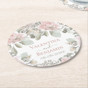 Dessous De Verre Rond Boho chic nom floral floral et poussiéreux rose aq