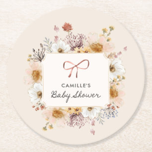 Dessous De Verre Rond Boho Floral Girl Baby shower