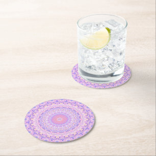 Dessous De Verre Rond Boho Mandala, complexe coloré et trippé
