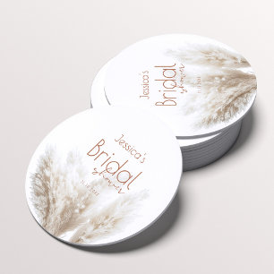 Dessous De Verre Rond Boho Neutral Fluffy Pampas Grass Fête des mariées