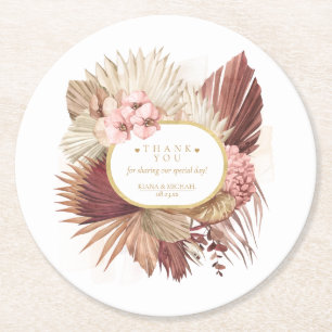 Dessous De Verre Rond Boho Oasis Mariage Floral Merci V2 ID959