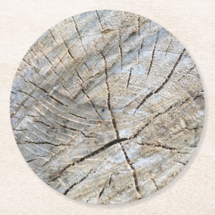 Dessous De Verre Rond Bois rustique naturel