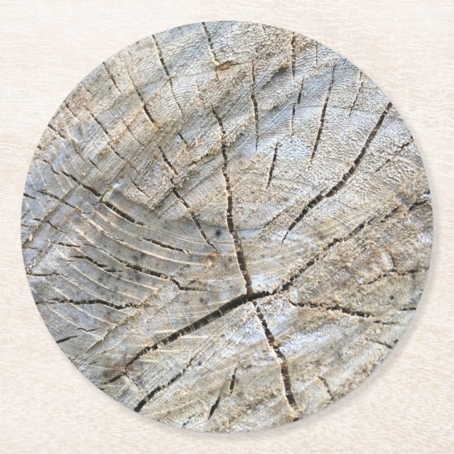 Dessous De Verre Rond Bois rustique naturel (Devant)