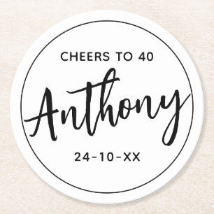 Dessous De Verre Rond BOISSONS D'anniversaire MODERNES MINIMALES