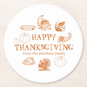 Dessous De Verre Rond Bon thanksgiving citrouille pie nom personnalisé