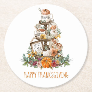 Dessous De Verre Rond Bon thanksgiving Citrouille Rustique Automne