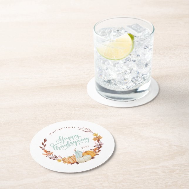 Dessous De Verre Rond Bon thanksgiving Delicate Fall Wreath (En situation)