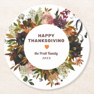 Dessous De Verre Rond Bon thanksgiving floral d'automne