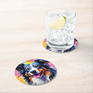 Dessous De Verre Rond Bonne aquarelle Sunny Puppy