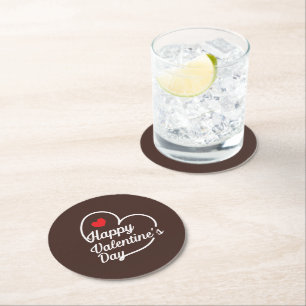Dessous De Verre Rond Bonne Saint-Valentin, coeur lavé ID734