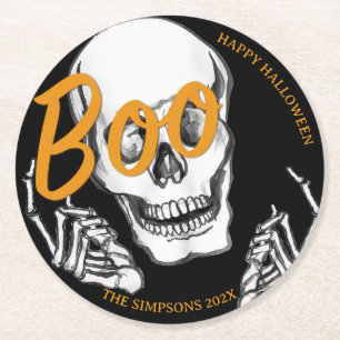 Dessous De Verre Rond Boo Joyeux Halloween Skull drôle fête