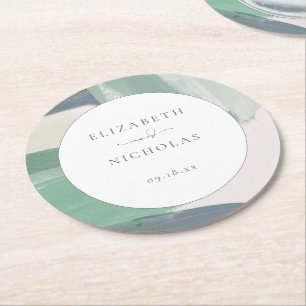 Dessous De Verre Rond Bord de mer Ocean Glass   Mariage de monogramme