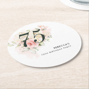 Dessous De Verre Rond Botanique rose fleurie 75ème anniversaire
