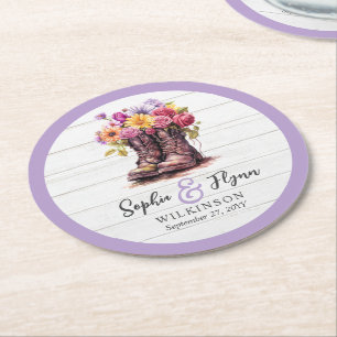 Dessous De Verre Rond Bottes florales rustiques Grange Bois Campagne Mar