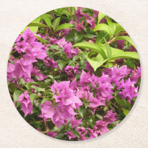 Dessous De Verre Rond Bougainvillées tropicales violettes