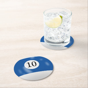 Dessous De Verre Rond Boule de billard numéro 10