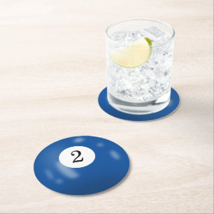 Dessous De Verre Rond Boule de billard numéro 2