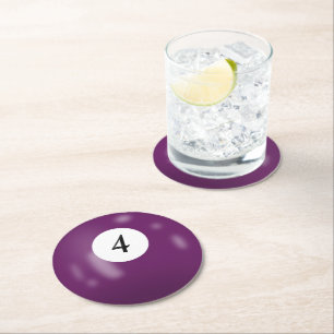 Dessous De Verre Rond Boule de Billard Numéro 4