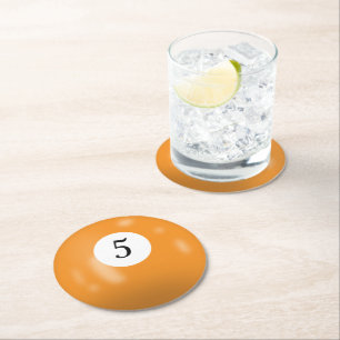 Dessous De Verre Rond Boule de billard numéro 5