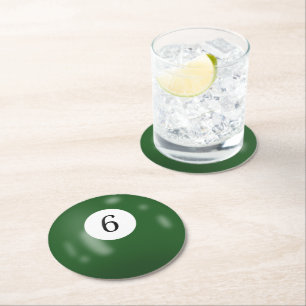 Dessous De Verre Rond Boule de billard numéro 6